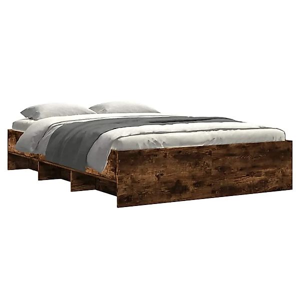 vidaXL Bettgestell Räuchereiche 135x190 cm Holzwerkstoff 3295692 günstig online kaufen