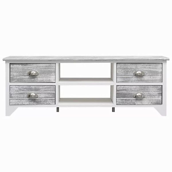 vidaXL TV-Schrank TV-Schrank Weiß und Grau 108x30x40 cm Massivholz Paulowni günstig online kaufen