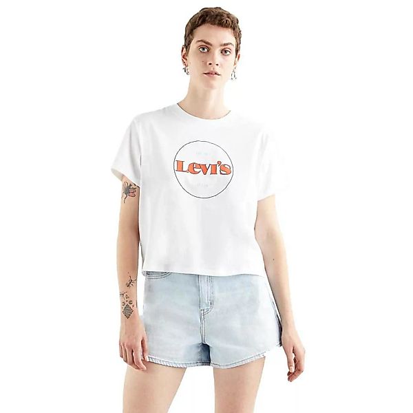 Levi's – T-Shirt mit College-Print und neuem Kreislogo in Weiß günstig online kaufen