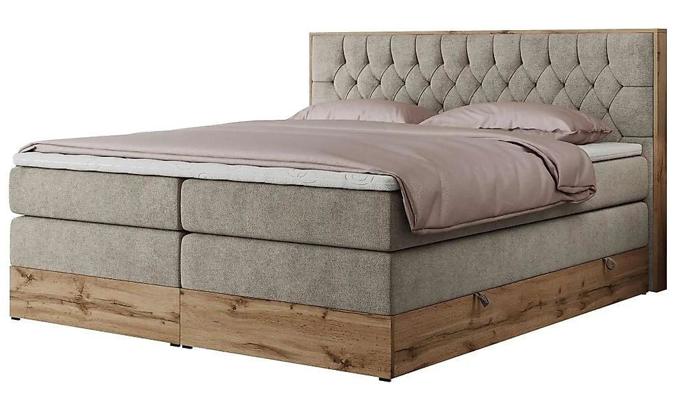 Boxspringbett mit Bettkasten Amore King ¦ beige ¦ Maße (cm): B: 148 H: 115 günstig online kaufen