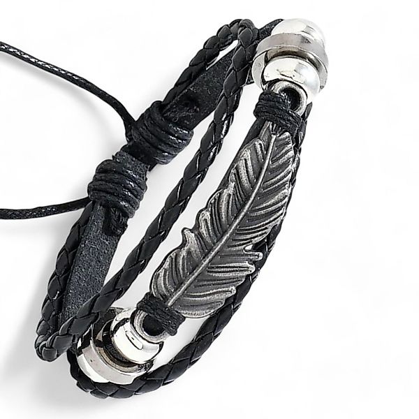 Eyecatcher Lederarmband Cooles Lederarmband mit Feder günstig online kaufen