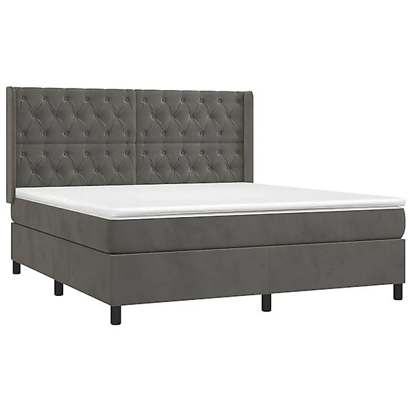 vidaXL Boxspringbett mit Matratze Dunkelgrau 160x200 cm Samt 3132868 günstig online kaufen