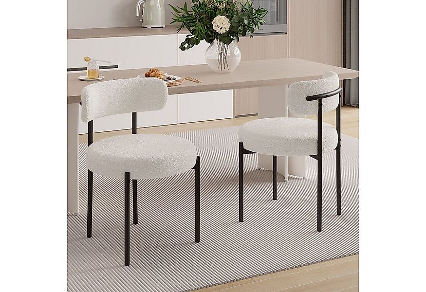 HawthyHome Esszimmerstuhl Teddy Stoff Runde Boucle Stühle Polsterstuhl mit günstig online kaufen