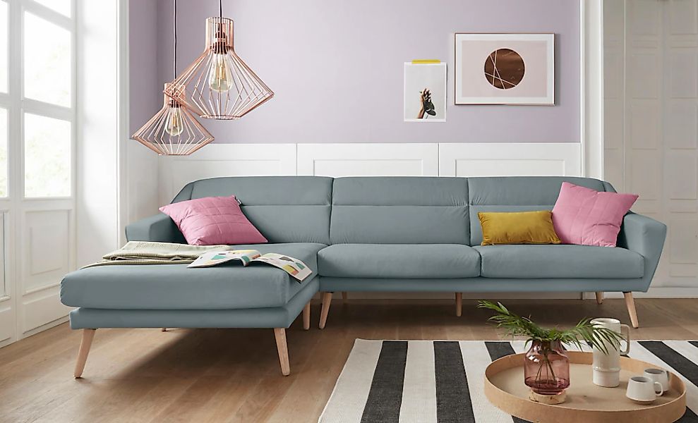 OTTO home Ecksofa "Bille L-Form" mit Naht im Rückenkissen und Beinen aus Ei günstig online kaufen