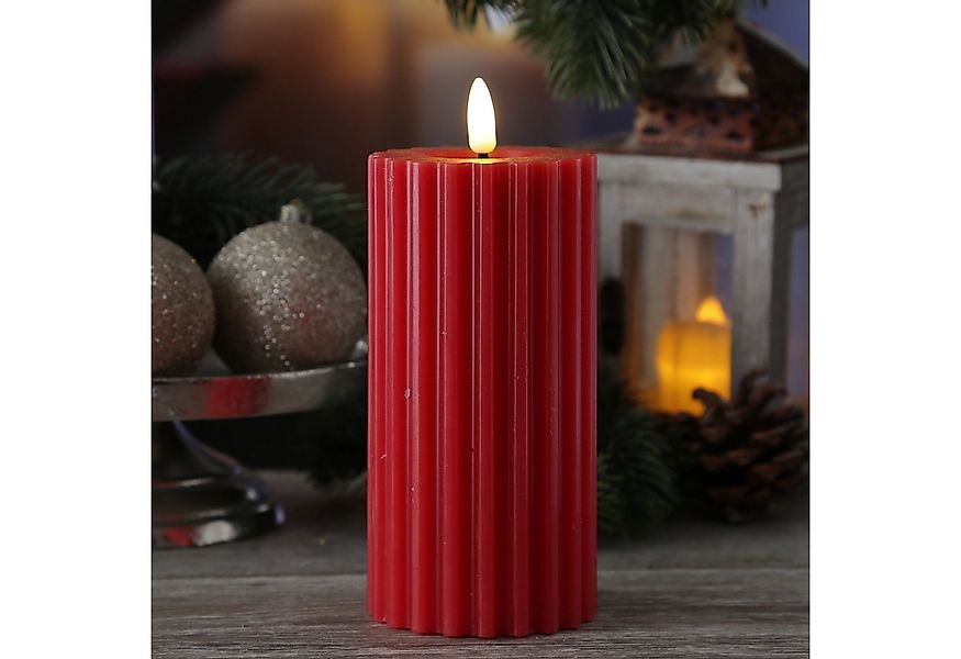 MARELIDA LED-Kerze Liv Echtwachs gerillt mit Rillen flackernd H: 17,5cm Tim günstig online kaufen