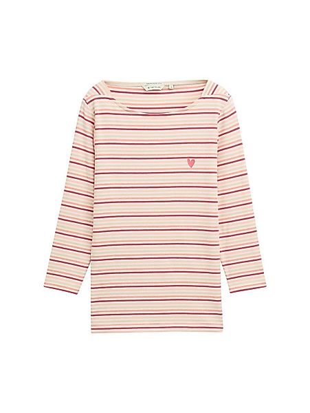 TOM TAILOR T-Shirt Gestreiftes mit Herz-Logo auf der Brust Langarmshirt mit günstig online kaufen