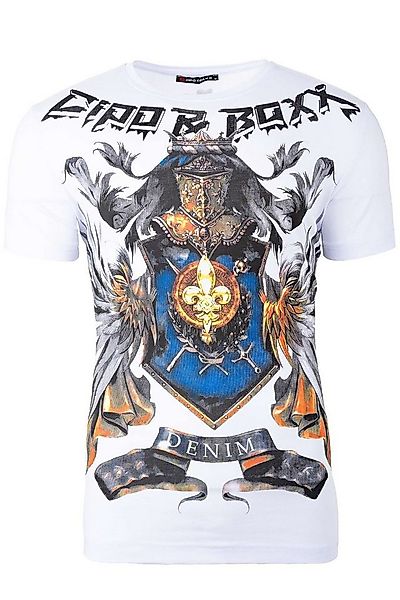 Cipo & Baxx Print-Shirt Slim Fit Kurzarmshirt BA-CT743 White L Ritter Rüstu günstig online kaufen