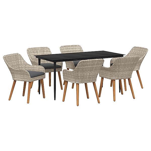 vidaXL Essgruppe 7-Tlg Hellgrau Poly Rattan 3261709 günstig online kaufen