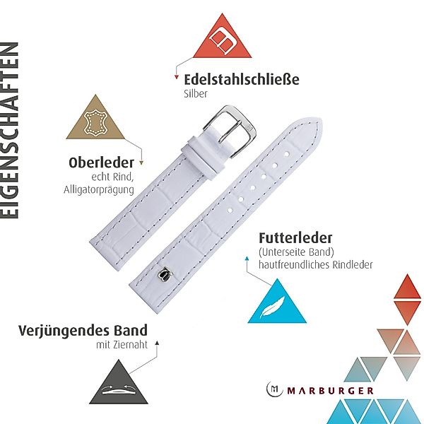 MARBURGER Uhrenarmband 14mm Leder Alligator Prägung günstig online kaufen