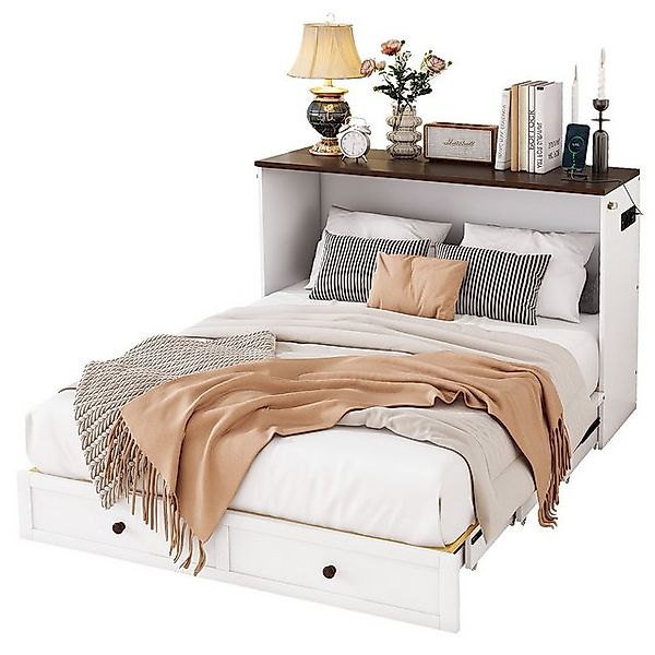 Gotagee Schrankbett Holzbett 140x200cm mit USB Kinderbett Stauraumbett Plat günstig online kaufen