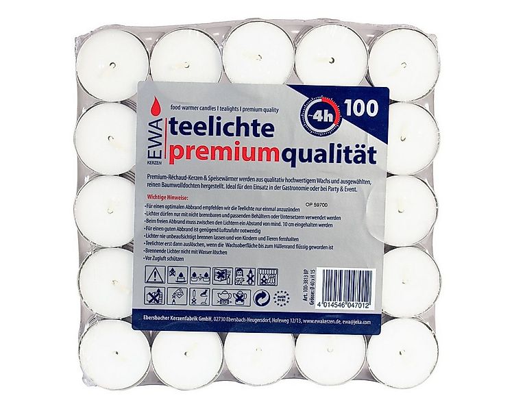 Ebersbacher Kerzenfabrik Teelicht Teelichter weiß 100 Stück günstig online kaufen