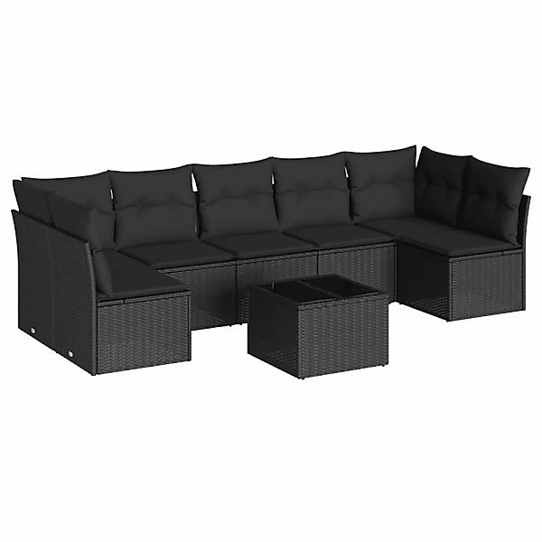 vidaXL 8-tlg Garten-Sofagarnitur mit Kissen Schwarz Poly Rattan Modell 53 günstig online kaufen