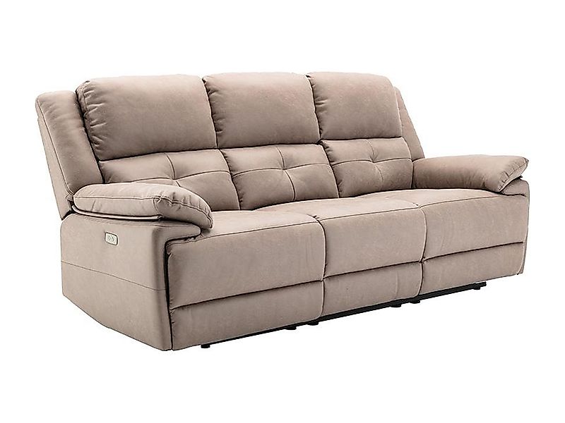 Relaxsofa elektrisch 3-Sitzer - Stoff - Taupe - DOLENE günstig online kaufen