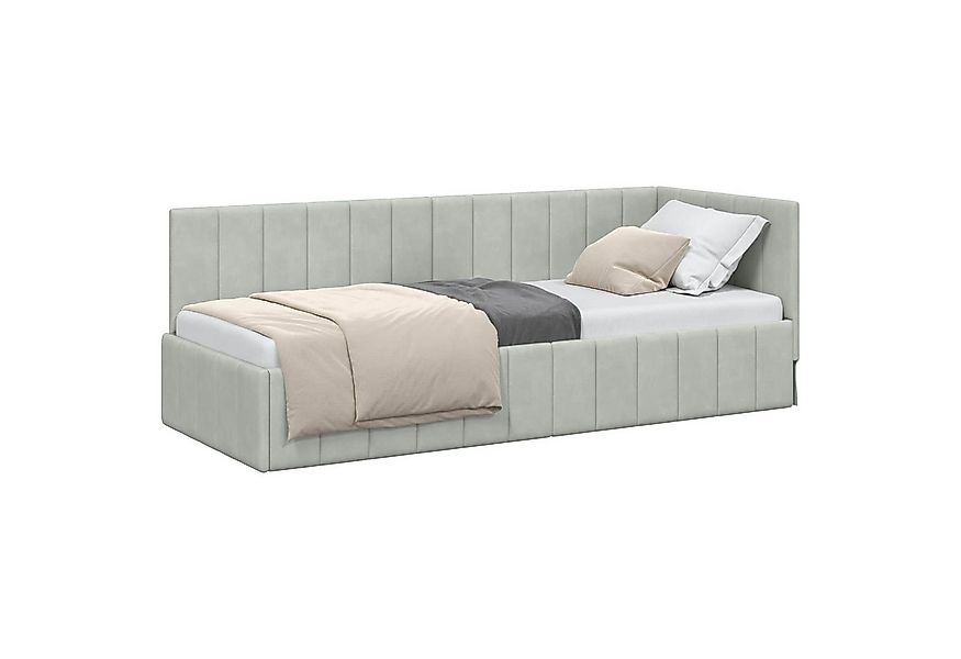 vidaXL Bett Eckbettgestell mit Kopfteil Hellgrau 80 cm x 200 cm Samt (1-tlg günstig online kaufen