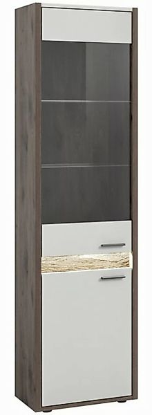 freiraum Vitrine Falcona in Nox Oak Dunkel / Hellgrau - 198x51x37cm (BxHxT) günstig online kaufen