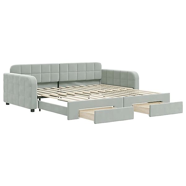 vidaXL Tagesbett Ausziehbar mit Schubladen Hellgrau 100x200 cm Samt1886398 günstig online kaufen