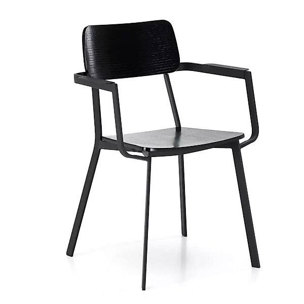 Armlehnen Esstisch Stühle in Schwarz Schichtholz Metall (4er Set) günstig online kaufen
