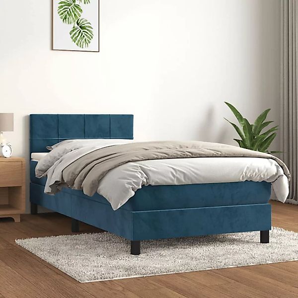 Vidaxl Boxspringbett Mit Matratze Dunkelblau 80x200 Cm Samt günstig online kaufen