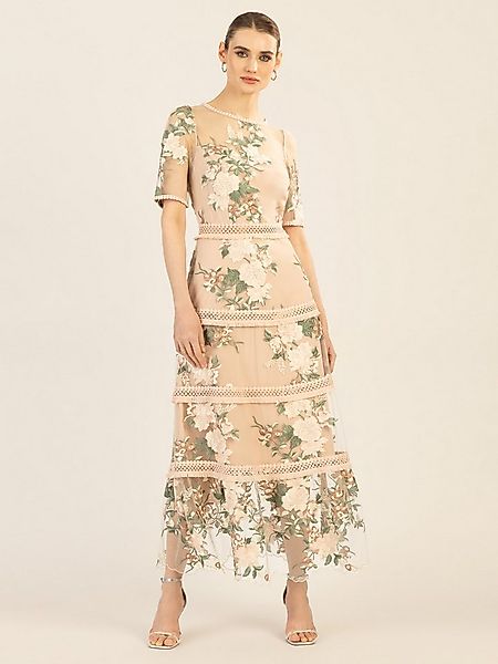 Apart Maxikleid allover bestickt mit plastischem Blumenmuster günstig online kaufen