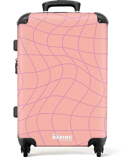 NoBoringSuitcases.com© Hartschalen-Trolley Rosa mit lila Wellenlinien günstig online kaufen