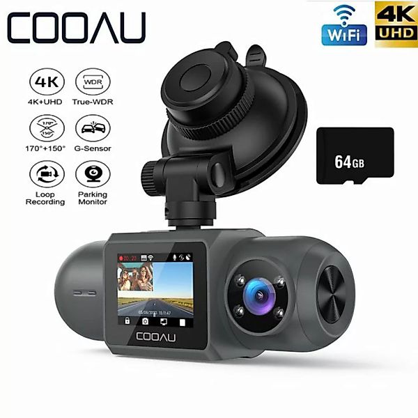 COOAU Dashcam Auto Vorne Hinten 4K/1080P WiFi GPS Dual Dash Cam mit 64GB SD günstig online kaufen