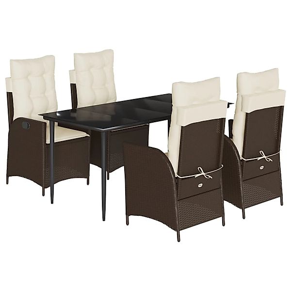 vidaXL 5-Tlg Garten-Essgruppe mit Kissen Braun Poly Rattan 3213198 günstig online kaufen