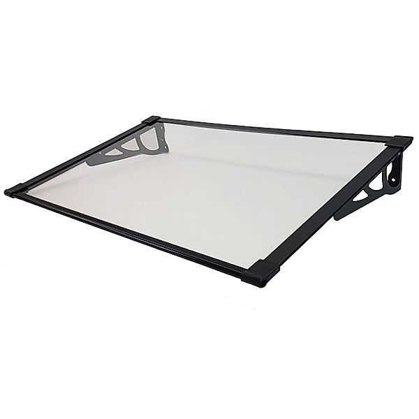 TRUTZHOLM Vordach 120 x 80 cm Haustürdach Pultvordach Kunststoff Alu Schwar günstig online kaufen