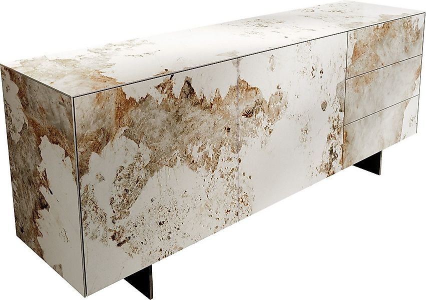 DELIFE Sideboard Cuor, Keramik Minas Melange Weiß-Beige 180 cm 2 Türen 3 Sc günstig online kaufen
