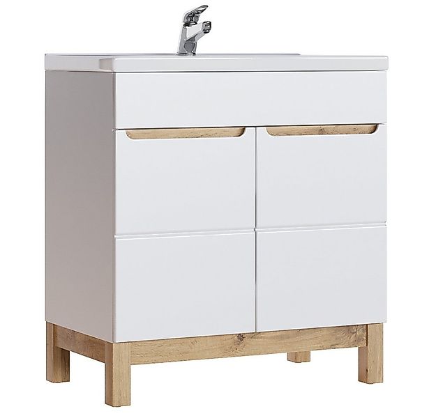 Lomadox Badmöbel-Set SOLNA-56, (Spar-Set, 7-St), weiß 180/200/46 cm günstig online kaufen