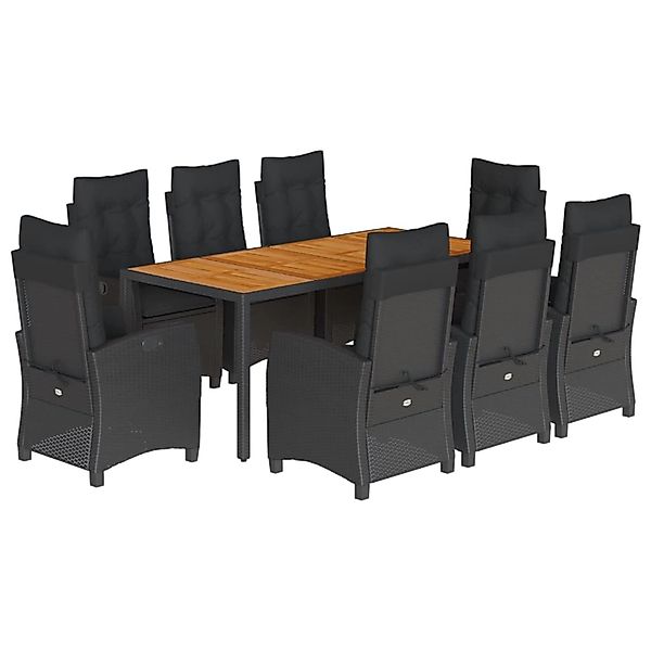 vidaXL 9-Tlg Garten-Essgruppe mit Kissen Schwarz Poly Rattan 3212669 günstig online kaufen