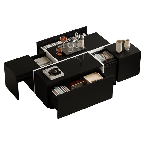 Merax Couchtisch hochglanz Sofatisch mit Patchwork-Design günstig online kaufen