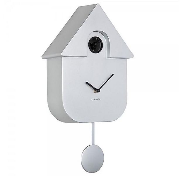 Karlsson Uhr Kuckucksuhr Wall Clock Modern Cuckoo Metallic Silver (41cm) günstig online kaufen