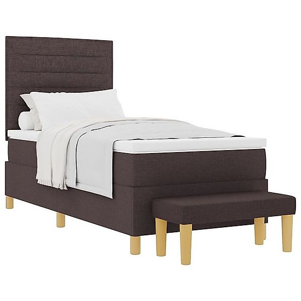 vidaXL Bett Boxspringbett mit Matratze & Bank Dunkelbraun 80x200 cm Stoff ( günstig online kaufen