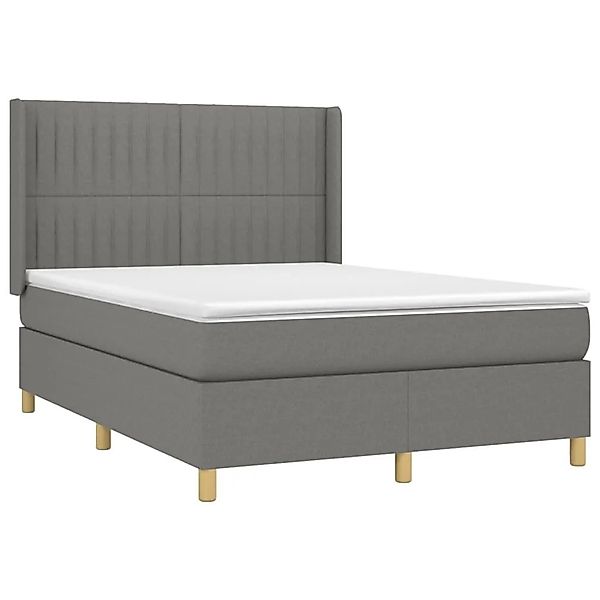 vidaXL Boxspringbett mit Matratze & LED Dunkelgrau 140x190 cm Stoff 3139030 günstig online kaufen