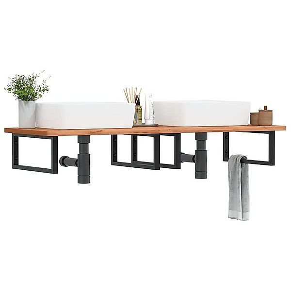 vidaXL Waschbeckenschrank Waschbeckenregal Wandmontage Stahl und Massivholz günstig online kaufen