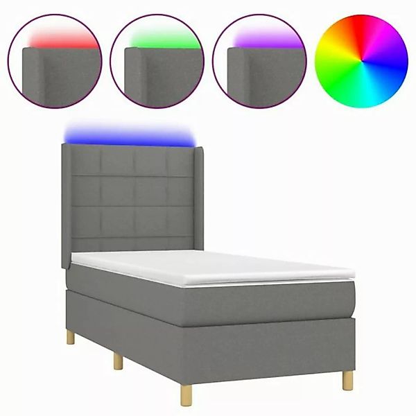 vidaXL Boxspringbett Boxspringbett mit Matratze LED Hellgrau 100x200 cm Sto günstig online kaufen