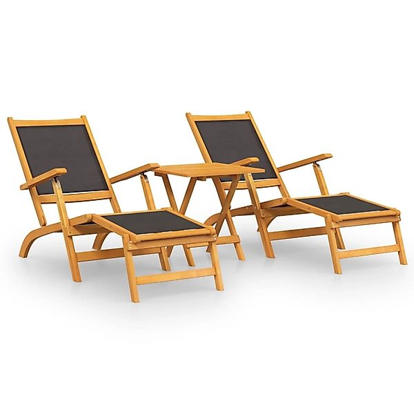 vidaXL Gartenliege Garten-Liegestühle mit Tisch Massivholz günstig online kaufen