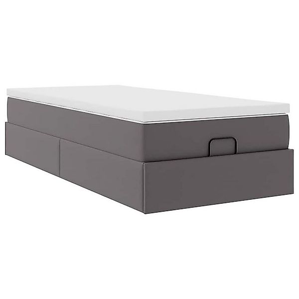 vidaXL Bett Ottoman-Bett mit Matratze Grau 100x200 cm Kunstleder günstig online kaufen