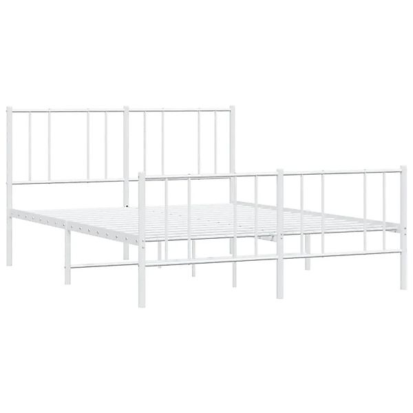 vidaXL Bettgestell mit Kopf- und Fußteil Metall Weiß 140x190 cm 352547 günstig online kaufen