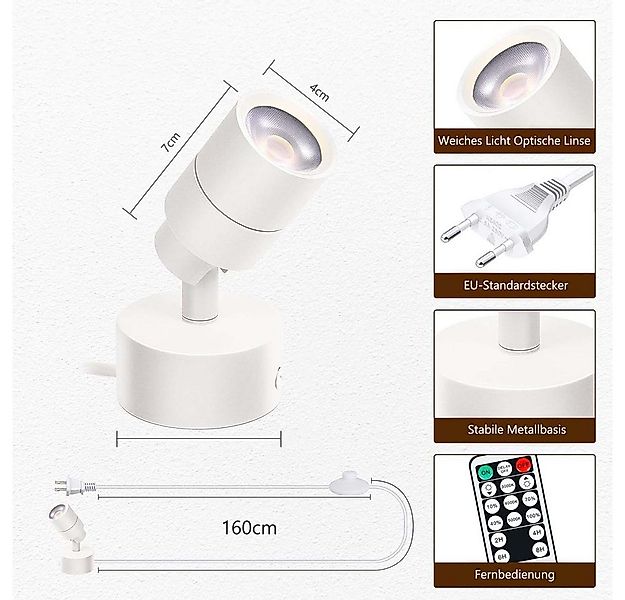 MUPOO LED Wandstrahler Dimmbar 5W LED-Strahler Innen mit Fernbedienung, Tim günstig online kaufen