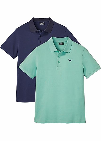 bonprix Poloshirt "Poloshirt (2er Pack) aus reiner Baumwolle", 2 Stk. Polos günstig online kaufen