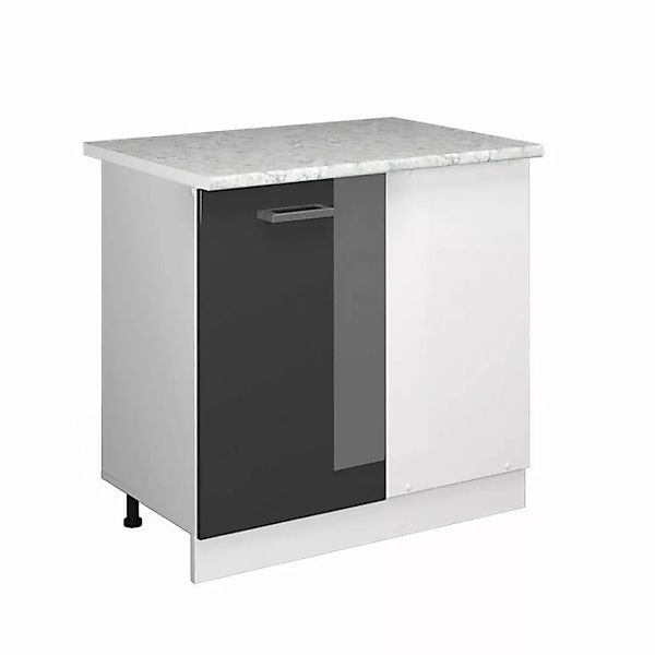 Vicco Eckunterschrank Küchenunterschrank R-Line 86 cm Weiß Anthrazit Hochgl günstig online kaufen