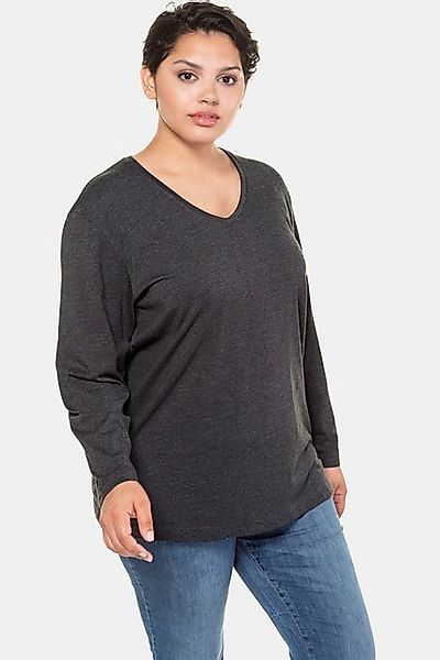 Ulla Popken T-Shirt Shirt V-Ausschnitt Relaxed Langarm günstig online kaufen