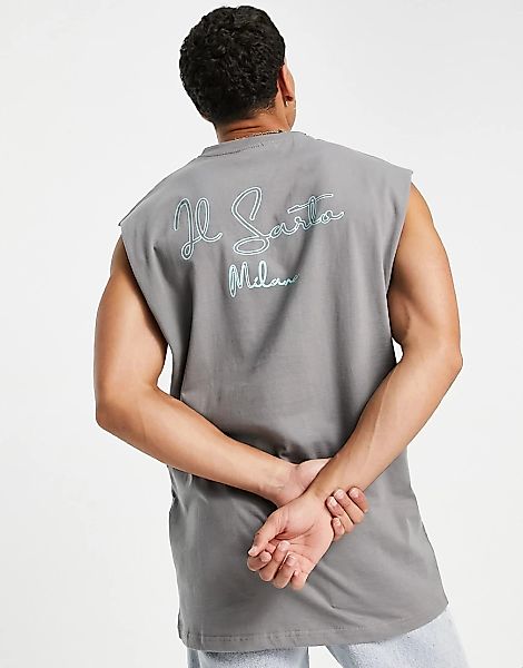 Il Sarto – Trägershirt in Grau mit Rückenprint günstig online kaufen