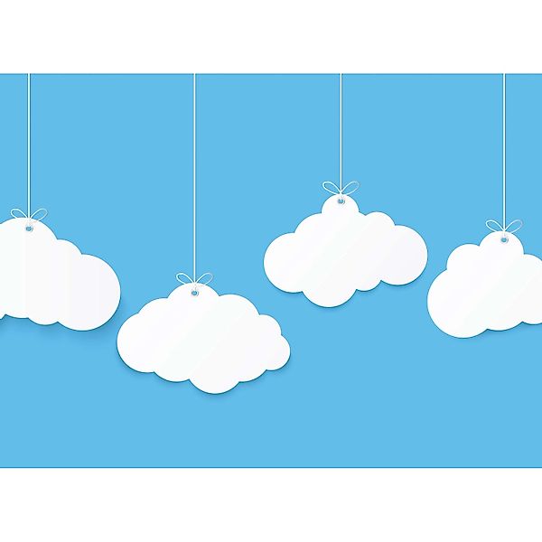 Fototapete Grafik Wolken Himmel Weiß Blau 3,50 m x 2,55 m FSC® günstig online kaufen
