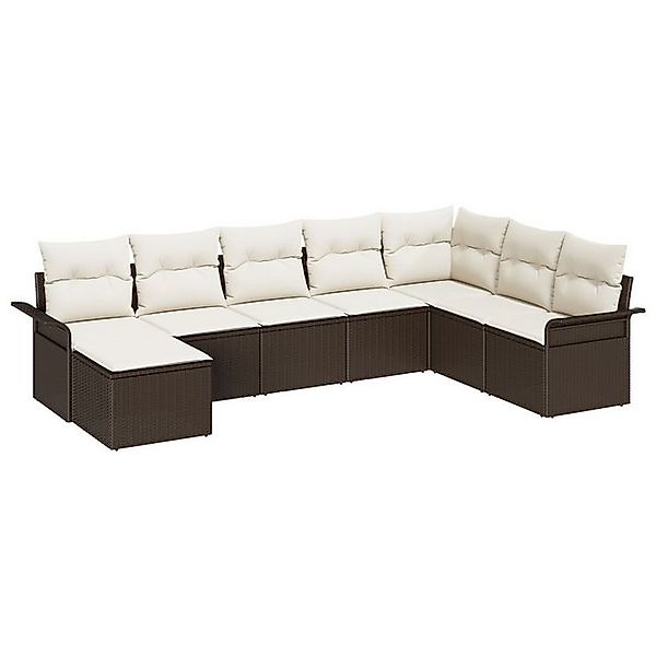 vidaXL Loungesofa 8-teiliges Garten-Sofa-Set mit Kissen Braun Poly-Rattan, günstig online kaufen