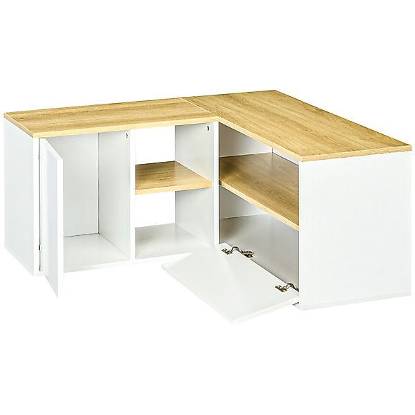 HOMCOM Eck-TV-Möbel Fernsehschrank bis zu 40 Zoll mit Stauraum in heller Ho günstig online kaufen