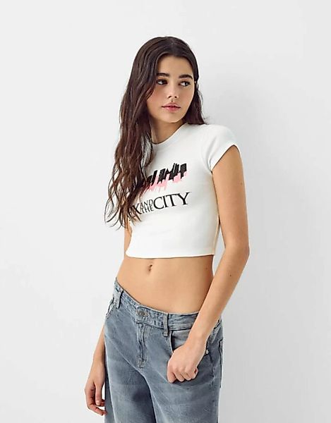Bershka T-Shirt Sex And The City Mit Kurzen Ärmeln Damen L Grbrochenes Weis günstig online kaufen