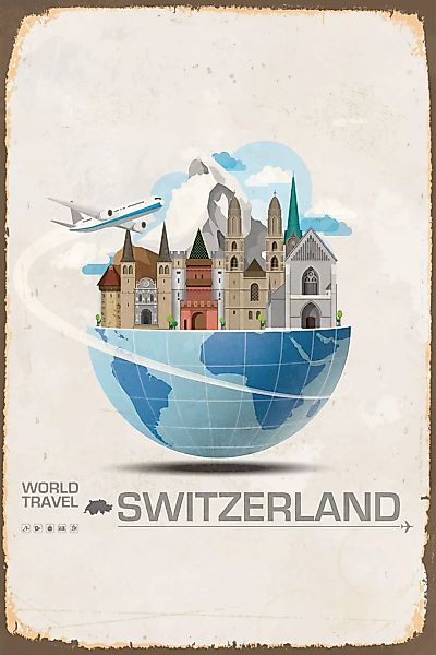 queence Metallbild "WORLD TRAVEL SWITZERLAND", Schweiz günstig online kaufen
