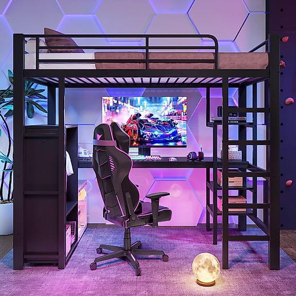 TavilaEcon Hochbett Eisenbett mit Tisch, Kleiderschrank günstig online kaufen